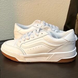 Vans White Kids Sneakers with Brown Soles